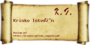Krisko István névjegykártya